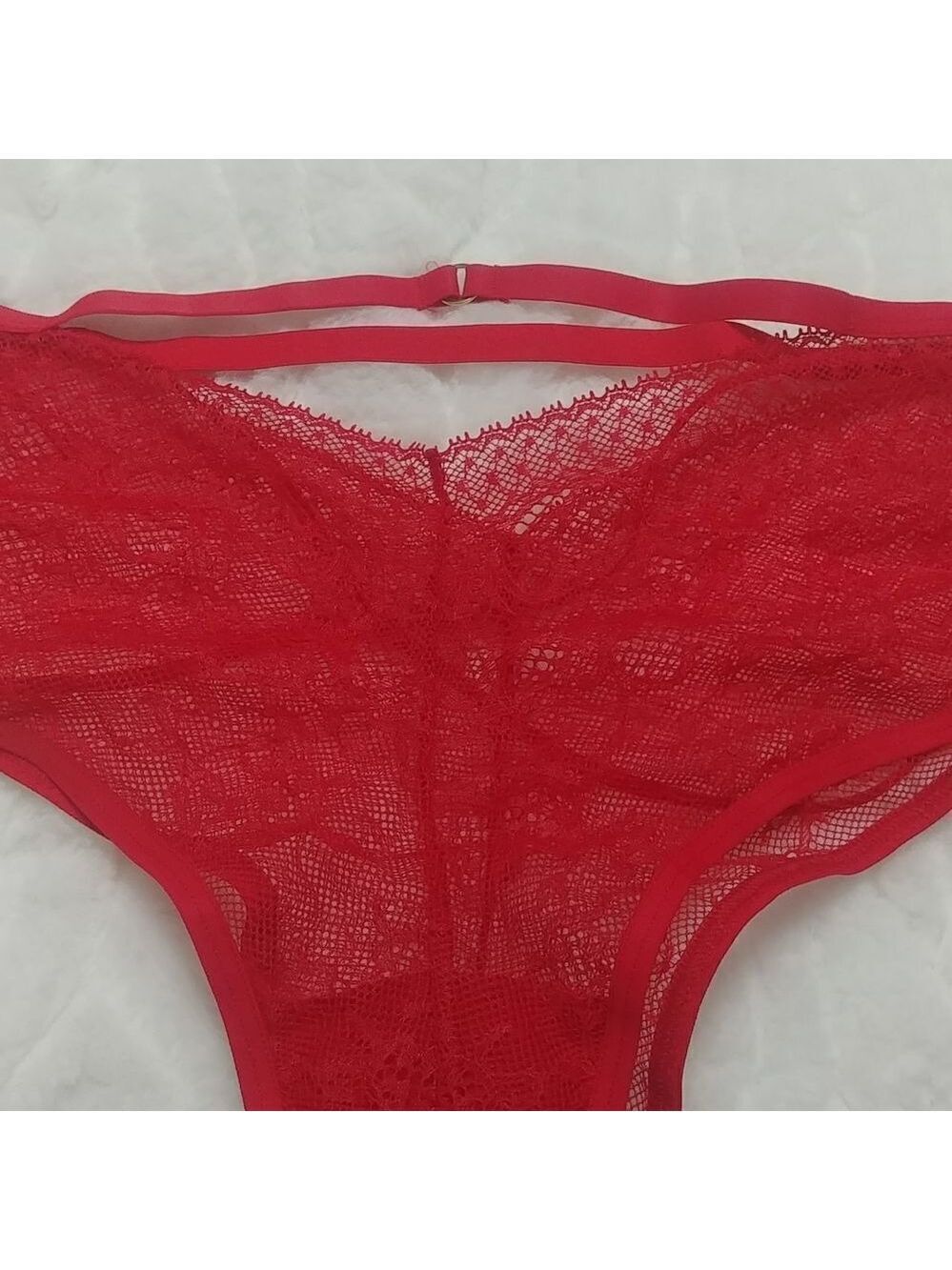 NWOT XL Vintage Victoria's Secret Very Sexy Cheeky Pink/Red Strappy Detail - Picture 14 of 17